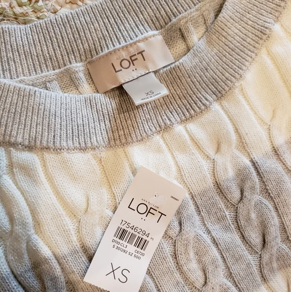 Ann Taylor LOFT Striped Cable Knit Sweater - Picture 2 of 4